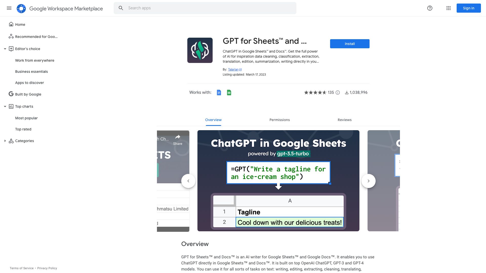 GPT for Sheets