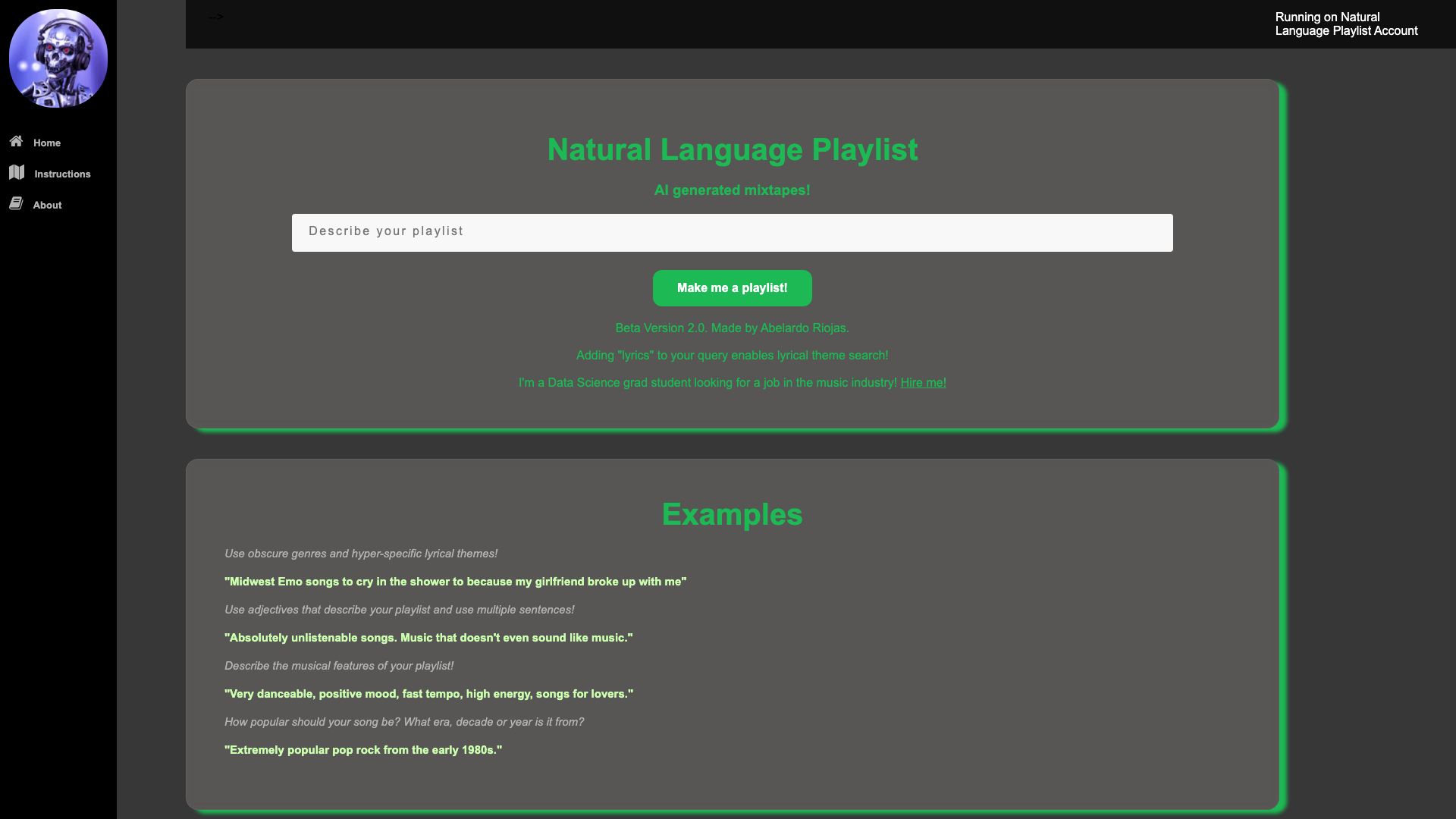 Natural Language Playlist