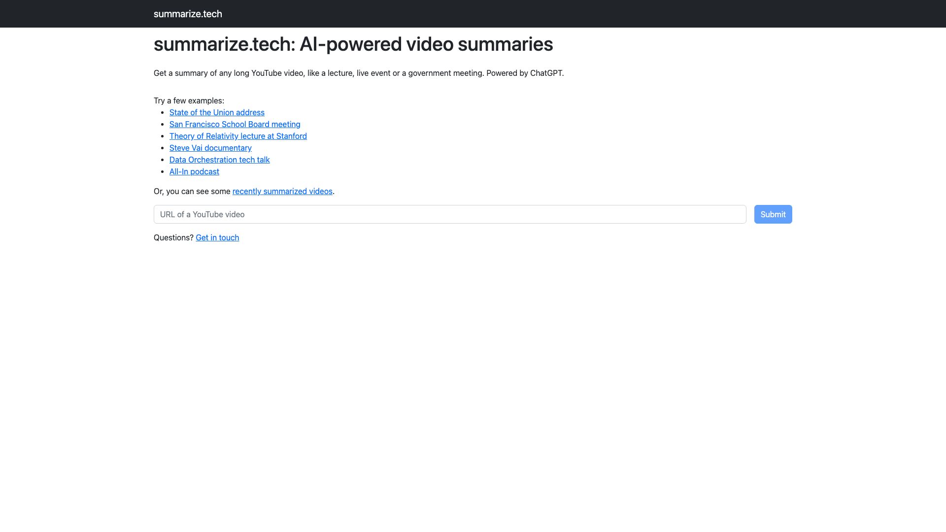 Summarize Tech