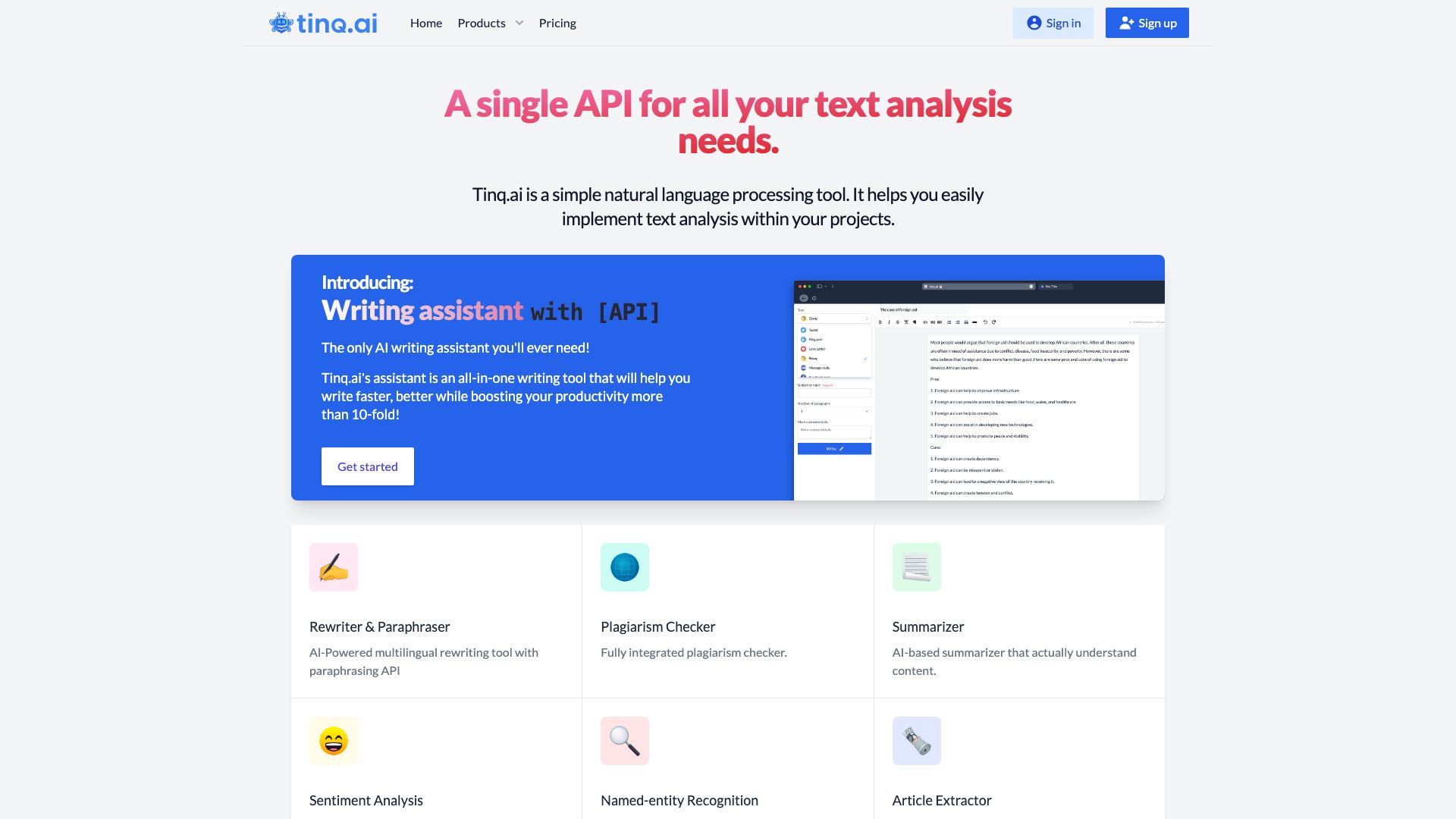 Tinq.ai - NLP API